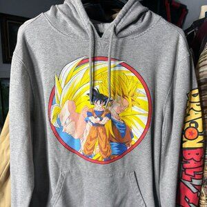 Dragonball Z Goku Grey Adult Graphic Print Hoodie w Kangaroo Pocket SZ Medium